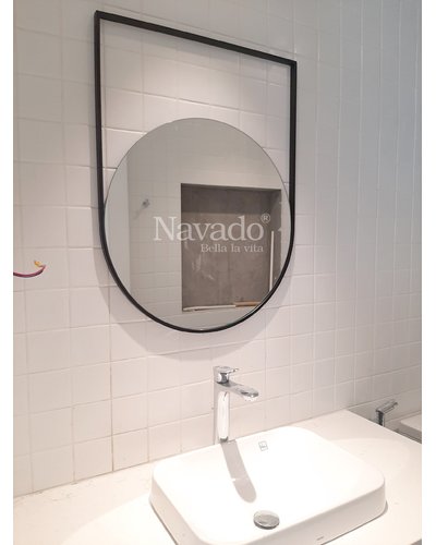 Gương vành thép decor treo tường nhà tắm