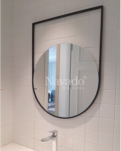 Gương vành thép decor treo tường nhà tắm