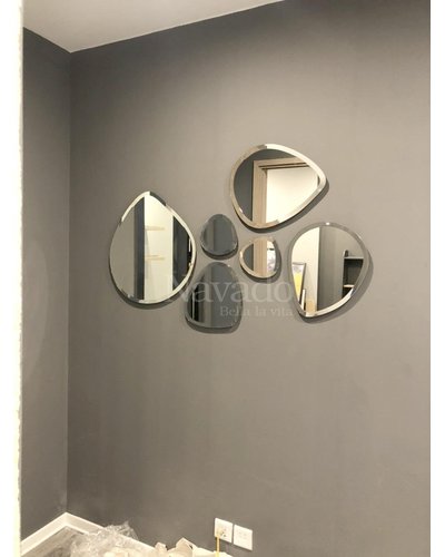 Bộ gương decor phòng khách 6 viên đá nghệ thuật