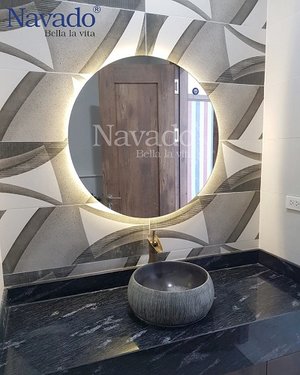 Gương tròn đèn led nhà tắm nghệ thuật D60 cm