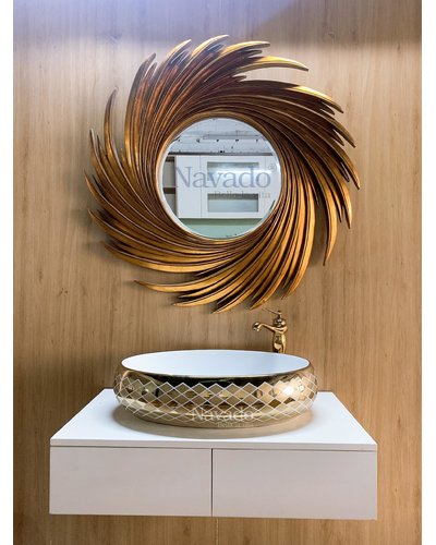 Gương tân cổ điển phòng tắm Nut Vàng