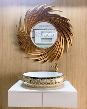 Gương tân cổ điển phòng tắm Nut Vàng