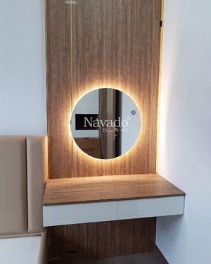 Gương bàn phấn đèn led hiện đại D50 cm