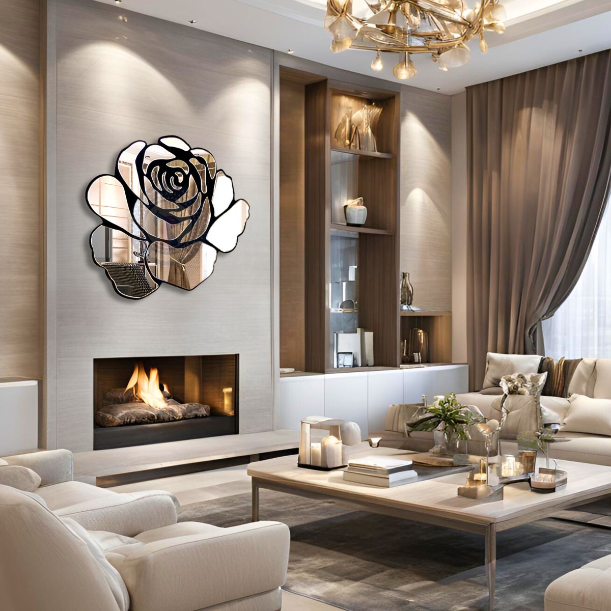 Gương Decor Phòng Khách Nghệ Thuật Rose 